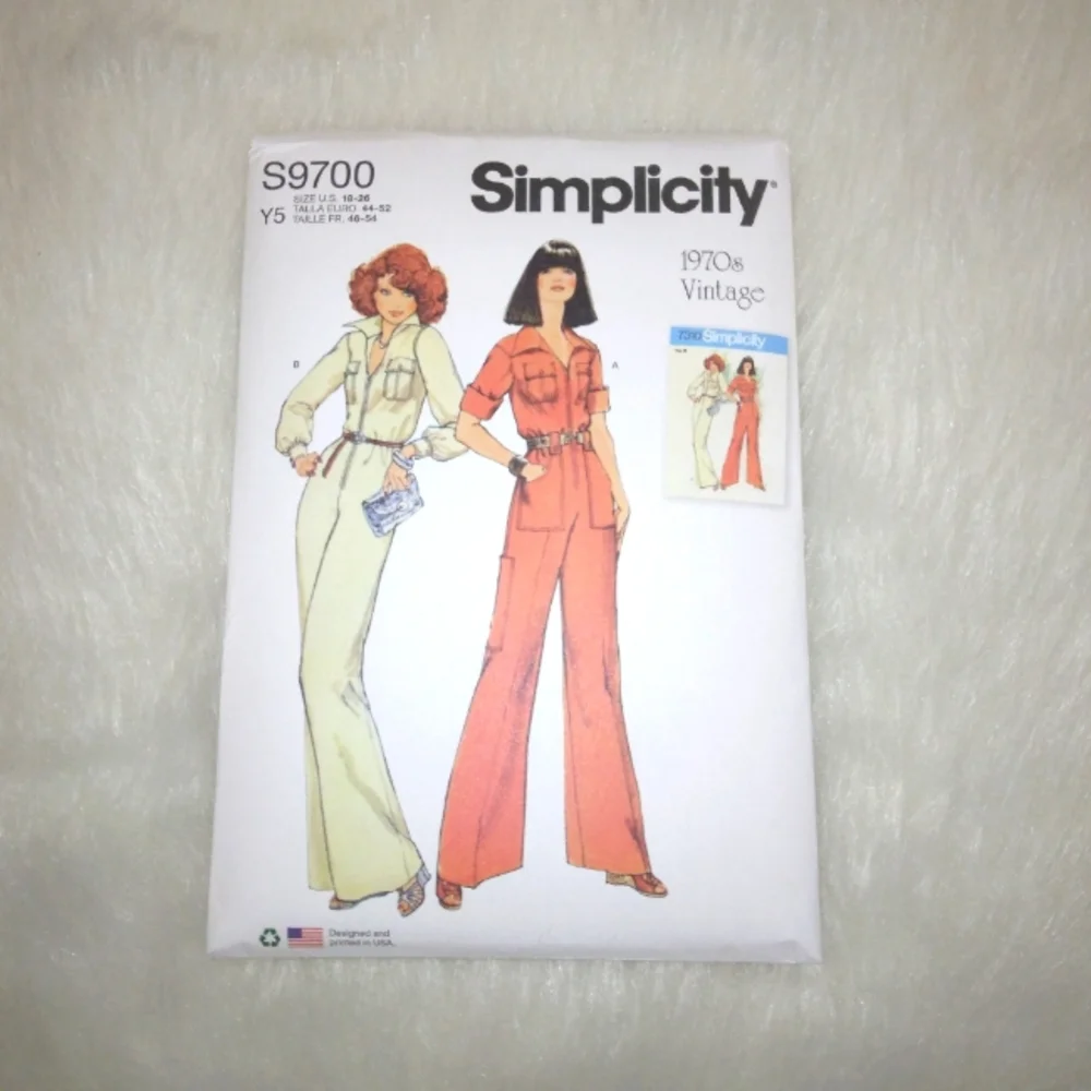 Simplicity S9700, 1970s Vintage Style Misses' Jumpsuit w/pockets